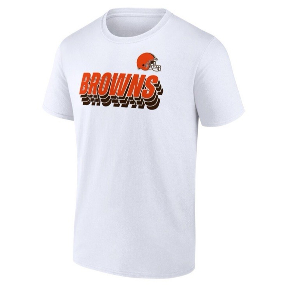 Cleveland Browns T-Shirt Fanatics Men's XL White NFL Football NWT Orange Helmet